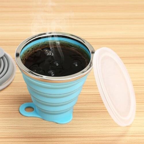 Portable 270ML Travel Cup Silicone Retractable Folding cups Telescopic Collapsible Coffee Cups Outdoor Sport Water Cup