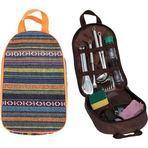 Portable Carry Zippered Tote Bag Polyester Storage Organizer For Cookware Utensils Dustproof For Camping Kitchen Utensils