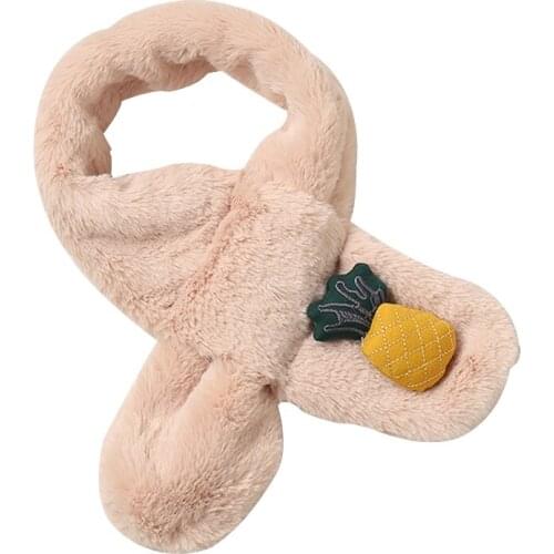 Pudcoco USPS Fast Shipping 1-5Years Childrens Pineapple Plush Scarf Baby Fleece Scarf Cute Warm Artificial Rabbit Fur Collar