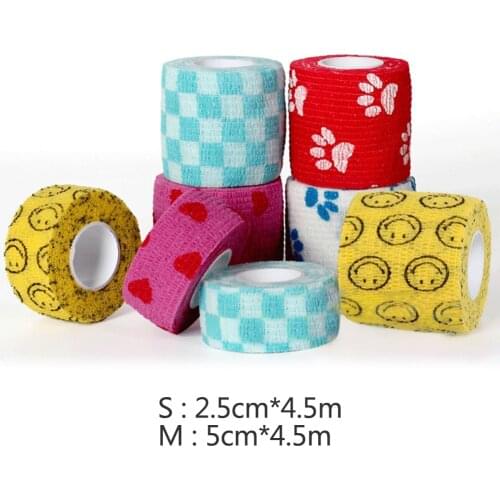 Self-adhesive Elastic Bandage Non-Woven Fabrics Pets Multifunctional Bandage Decorative Patterns Pet Dog Cat Decorative Patterns