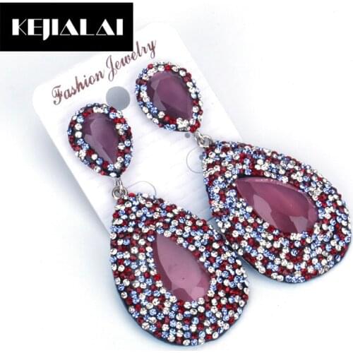 KEJIALAI Brincos New Water Drop Earrings Vintage Ethnic Style Fashion Women Jewelry Accessories Teardrop Shape Rhinestone Gift