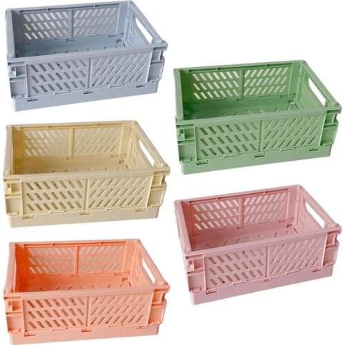 Collapsible Crate Storage Baskets Folding Big Capacity Table Organizer Plastic Office Storage Cosmetics Casket for Jewelry