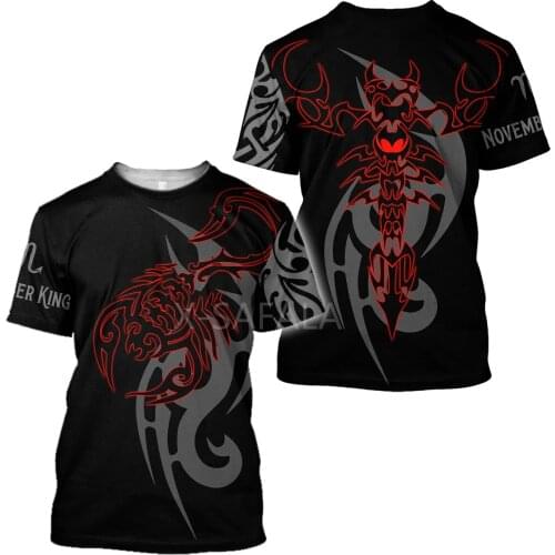Scorpio Trippy Tribal Tatoo Men Women 3D All Printed T Shirts Unisex Harajuku Shirt Tee Tops