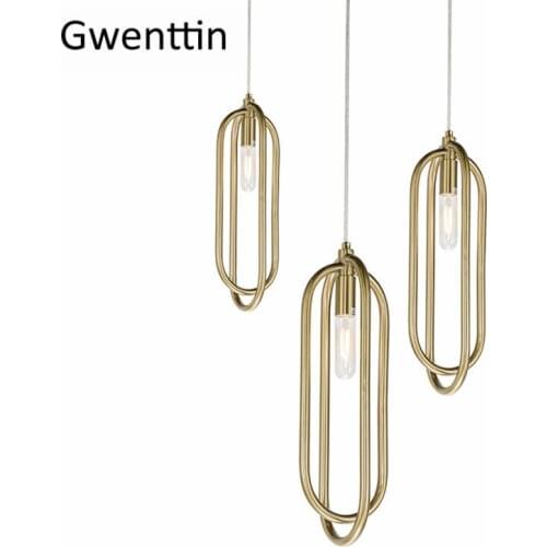 Modern Gold Ring Pendant Lights Kitchen Hanging Lamps for Bedroom Dining Room Light Suspension Luminaire Indusrial Lamp Art Deco