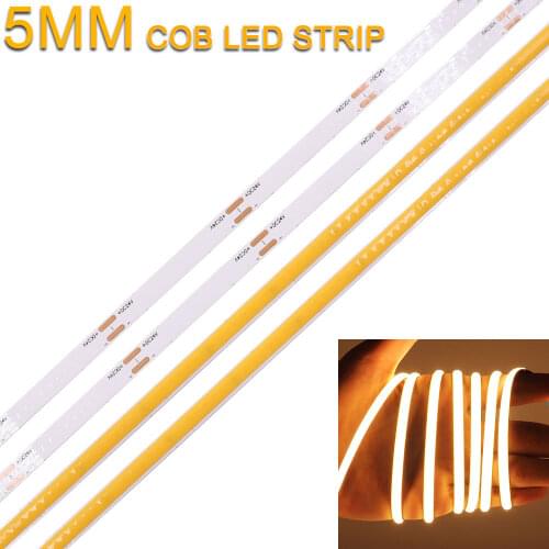 5mm Super Thin 24V Soft LED Bar Light Tape COB Strip 384 LEDs RA 90 Flexible for Decoration Lighting 3000K 4000K 6000K