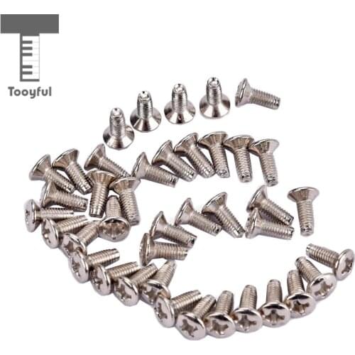 Tooyful 40 Pcs Switch Nickel Plated Flat Head Mounting Screws for Guitar Parts