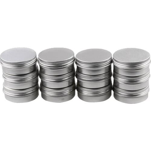 Pack of 12 Aluminum Tins of Round Cosmetic Lip Gloss Balm And
