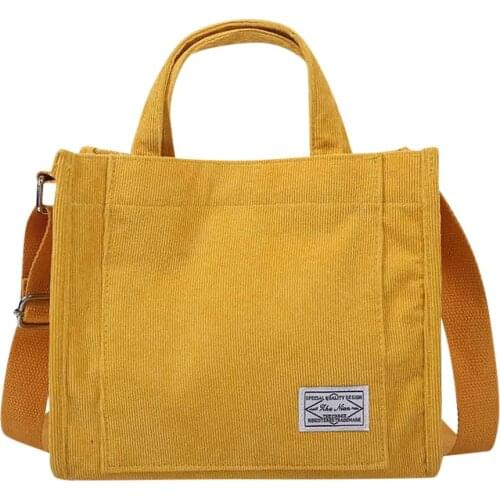 Women Corduroy Shoulder Bag Cotton Canvas Handbag Casual Tote Female Eco Crossbody Bag Vintage Messenger Bags Bolso Mujer