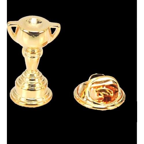 High quality brass gold cup Brooch mens and womens clothing Lapel Pin backpack badge wholesale