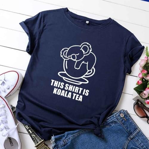 2021 Summer Multicolor Womens T-Shirt Womens Clothes Koala Tea Print Oversized T-shirt O-neck Short Sleeve T-shirt Women Tops