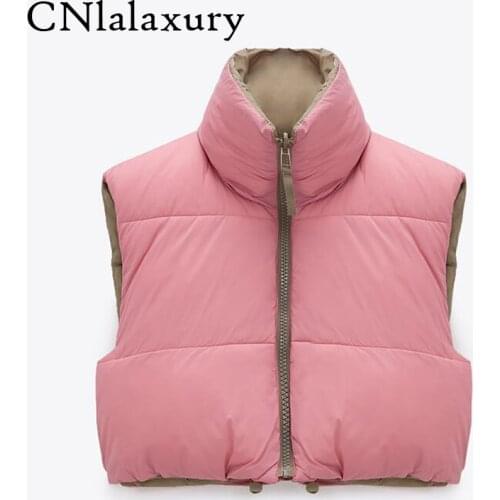 New Spring Stand Collar Cropped Vests Women Elegant Solid Zipper Sleeveless Coats Women Casual High Waisted Outerwear Ladies top