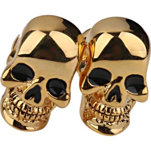 1 Pair Gold Tone Scary Copper Skull Cufflinks Cuff Links Halloween Costume Mens Cloth Accessories