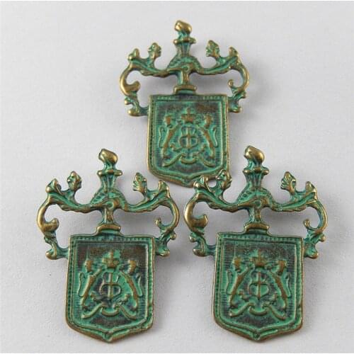 Julie Wang 10pcs Antique Green Bronze Charms Imitation Token Suspension Pendants Jewelry Bracelet Necklace Accessories
