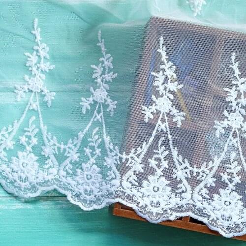 2Yards 45cm Width Embroidered Guipure Sewing Lace Trim Ribbon Wedding Dress African Lace Mesh Lace Fabrics Garment Accessories