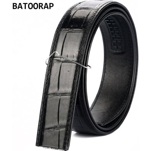 2021Top Brand Simple High-end Crocodile Belly Belt Luxury Designer Mens Belt Automatic buckle belt Does not include belt buckle