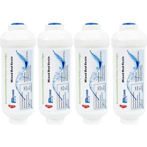4 Pack Inline DI Mixed Bed Resin Filter Cartridge, 2 Inch OD x 6 Inch Long, for Lasers, Aquariums, Medical, Laboratory, RO etc