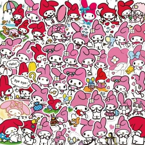 50Pcs Sanrioed Mymelody Purin Cute Cartoon Stickers Children Stationery Water Cup Notebook Waterproof Stickers