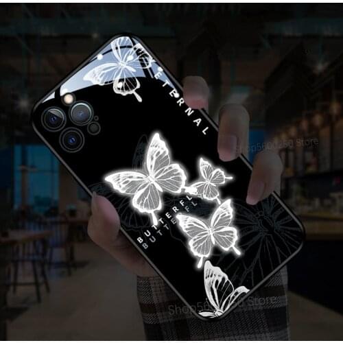 3D Glitter Flash Hollow Butterfly Case For iPhone 12 11 Pro Max X XR XS 7 8 Plus Case Camera Protection Art Luxury Cover Coque