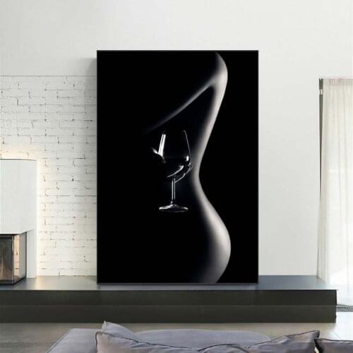 Black and White Sexy Nude Women Body Figure Art Canvas Painting Wall Art Posters Prints Pictures for Living Room Home Cuadros