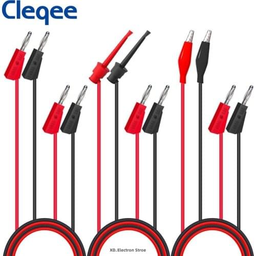 Cleqee P1051B Multimeter Test Leads Kit 4mm Banana Plug to Banana Plug / Test Hook / Alligator Clips Cables for Electrical Work