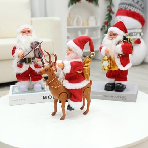 Childrens Christmas gift 30cm Santa Claus electric toy blowing saxophone rocking music old man decoration ornaments