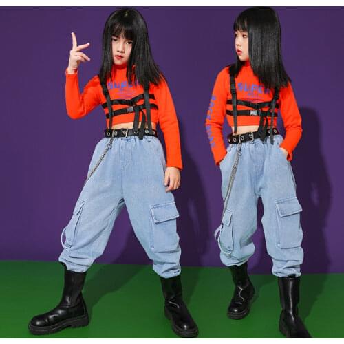 Kids Girls Boys Streetwear Hip Hop Loose Casual Cargo Denim Pant Children Teen Jeans Trousers