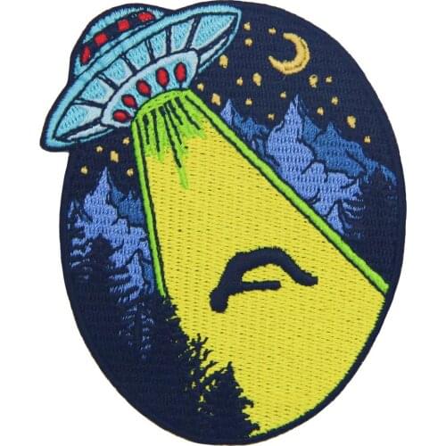 Embird Embroidered Get In Human UFO X-File Alien Applique Patches For Baby