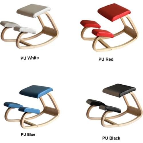 Ergonomic Kneeling Wooden/PU Chair Kneeling Computer Posture Chair