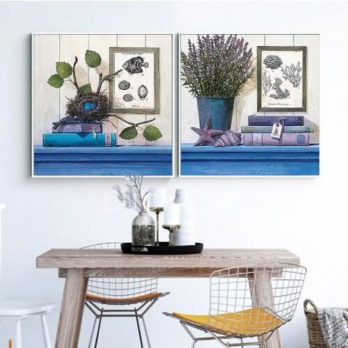 Canvas Modern Painting Bird Egg Purple Flowers In Vase On Desk 2 Piece Wall Art On Wall Picture Print Wall Art Painting No Frame