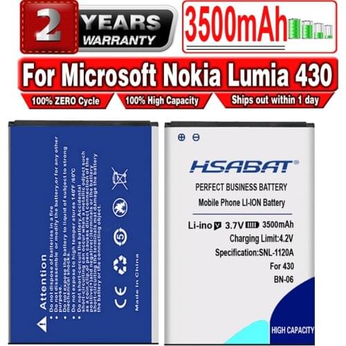 HSABAT 3500mAh BN-06 BN06 BN 06 Battery for Microsoft Nokia Lumia 430 Lumia430