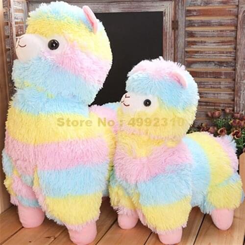 Colorful Stripe Rainbow Alpacasso Alpaca Plush Doll Stuffed Pillow Cushion Toy