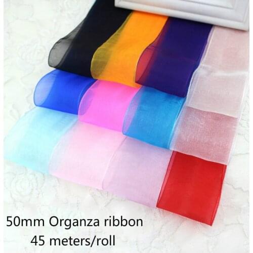 50 Yards/roll) 2''50mm Organza Ribbons Pretty Multicolor Gift Wrapping Christmas Ribbons Wedding Decor DIY Lace Crafts Ribbon