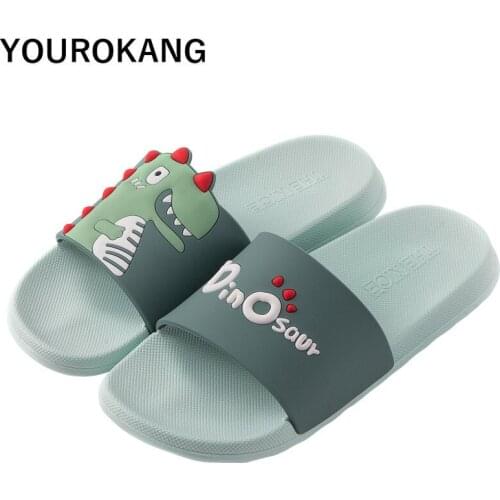 Summer Men Plastic Shoes Breathable Men Home Slippers Cartoon Dinosaur Mans Slippers Outside Floor Unisex Couple Bedroom Shoes