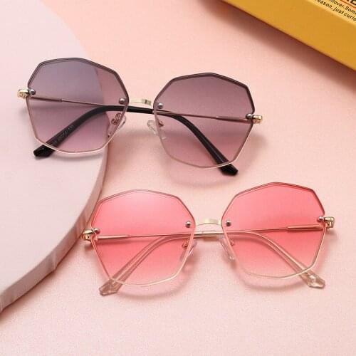Metal Oversized Polygon Sunglasses for Kids Vintage Rimless Irregular Cute Boy Glasses Uv400 Eyewear Oculos Gafas De Sol 2020