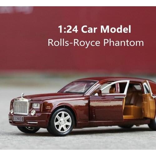 1/24 Car Model Rolls-Royce Phantom Lengthened Cohes Diecast Alloy Sixdoor model Light Models High Simulation Toy Gift Collection