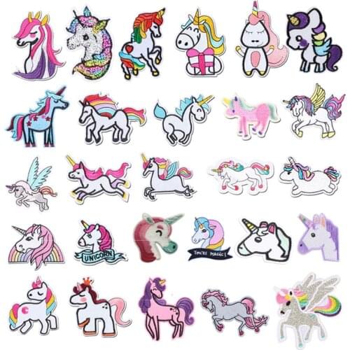 Cartoon Unicorn Planet Things Iron On Patches For Clothing Embroidery Sewing Badge Stripe On Clothes Cute DIY Sequin Applique F