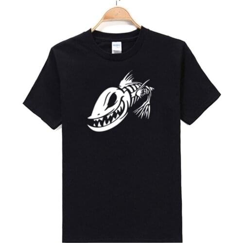 2019 Summer New Fish Bones Skull Printed T Shirt Pirate Fishings T-shirt Funny Mens O-Neck Cotton Short sleeves Tees