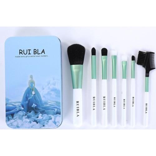 7Pcs Portable Makeup Brush Set With Storage Box Wood Handle Eyebrow Foundation Brush Blending Brush Women Beauty Makeup Tools