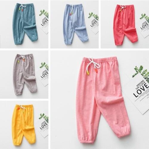 Single Color Kids Pants Leisure Home Wear Trousers Summer Long Anti-mosquito Pants Infantil Loose Pant Children Harem Pants