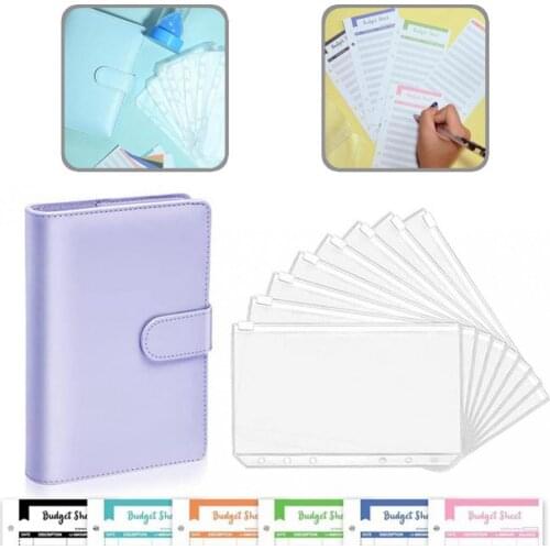 1 Set Useful 6-Ring Portable Smooth Zipper Scrapbook Money Organizer 6 Colors Scrapbook Notebook Comfortable for School