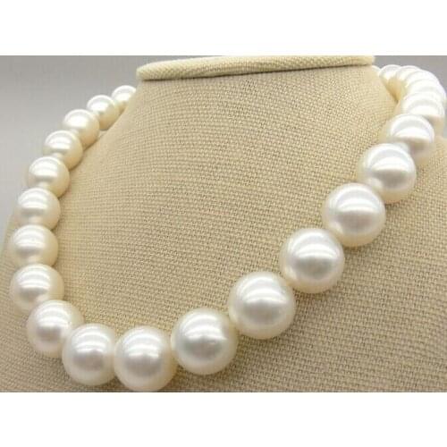 FREE SHIPPING>>>@@ > Huge 18"12to13mm Natural South Sea genuine white perfect round pearl necklace AA