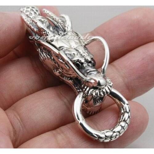 Huge Dragon Pendant 925 Sterling Silver Mens Biker Punk Style 8C019 Necklace 26inch