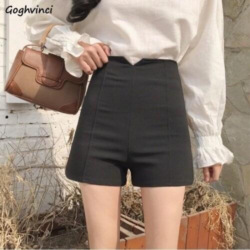 Women Shorts Solid Slim Regular Large Size 5XL High Waist Zipper Korean Style Womens Elegant Trendy Leisure Soft Breathable New