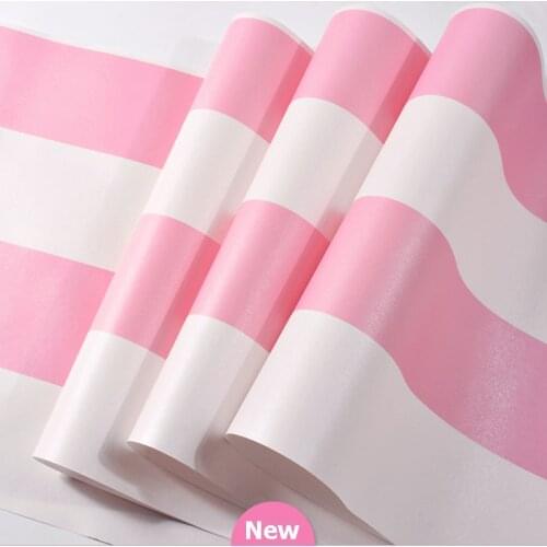 Modern Simple Pink Stripe Wallpaper for Baby Girls Bedroom Decor Sweet Non Woven Strip Childrens Room Wallpapers Roll J143