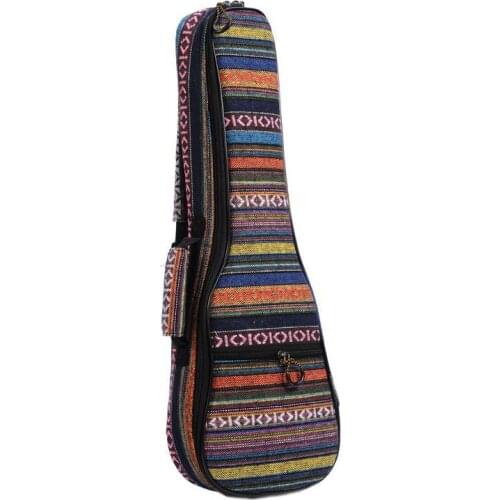21/23/26 Ethnic Knitting Style Ukulele Bag Backpack Double Shoulder Strap Cotton Padded Ukelele Carrying Case