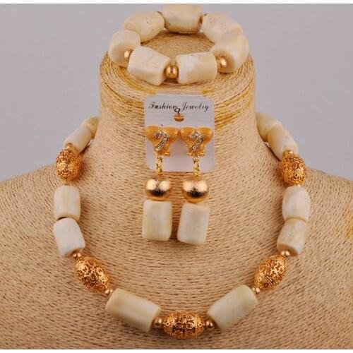 White Coral Beads Bridal Set Costume Necklace African Jewelry Set Nigerian Wedding Beads