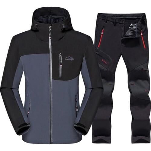 5XL Tactical Jacket + Pants Men Fleece Soft Shell Jacket Waterproof Hunting Suit Windbreakers Outdoor Hiking Jacket And Trousers