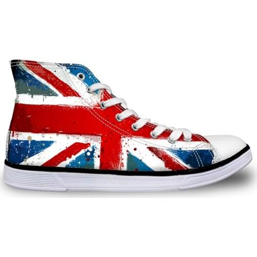 HaoYun Women Vulcanize Shoes National Flag Prints Ladies High-top Canvas Shoes Girls Lace-up Flap Sneakers Shoes Sapato Feminino