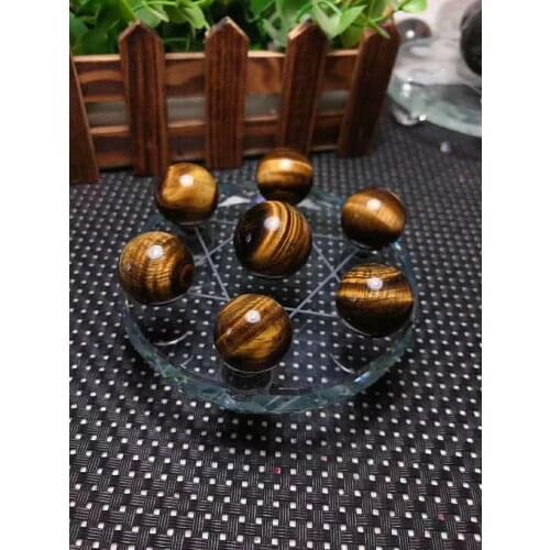 Natural Seven Star Formation Decoration Obsidian Tiger Eye Amethyst Crystal Ball