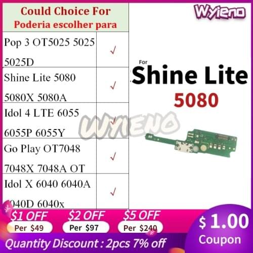 Wyieno For Alcatel 5022 5025 5080 6055 7048 6040 6032 6043 6045 USB Dock Charging Port Charger Plug Microphone Board Flex Cable